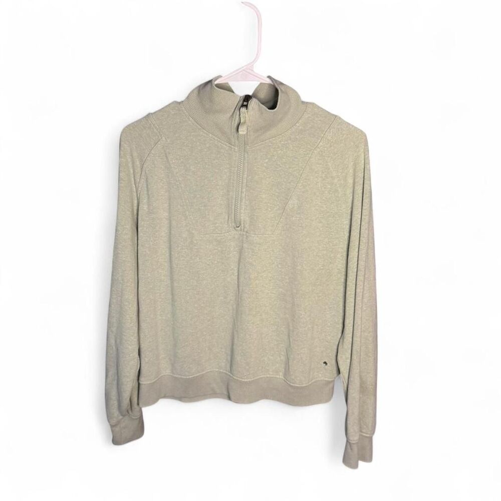 prAna Sage Green Quarter Zip Pullover Med Hemp/Tencel Lyocell Blend Sweatshirt